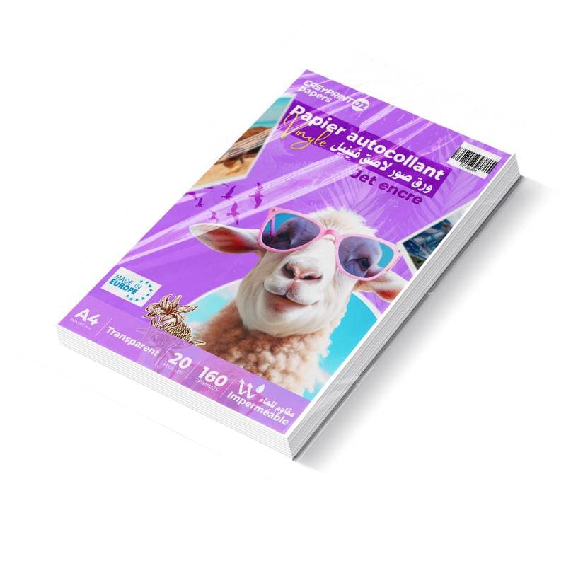 Aucune Papier Autocollant Transparent A4 – Jet d’Encre | 20 Feuilles – Waterproof